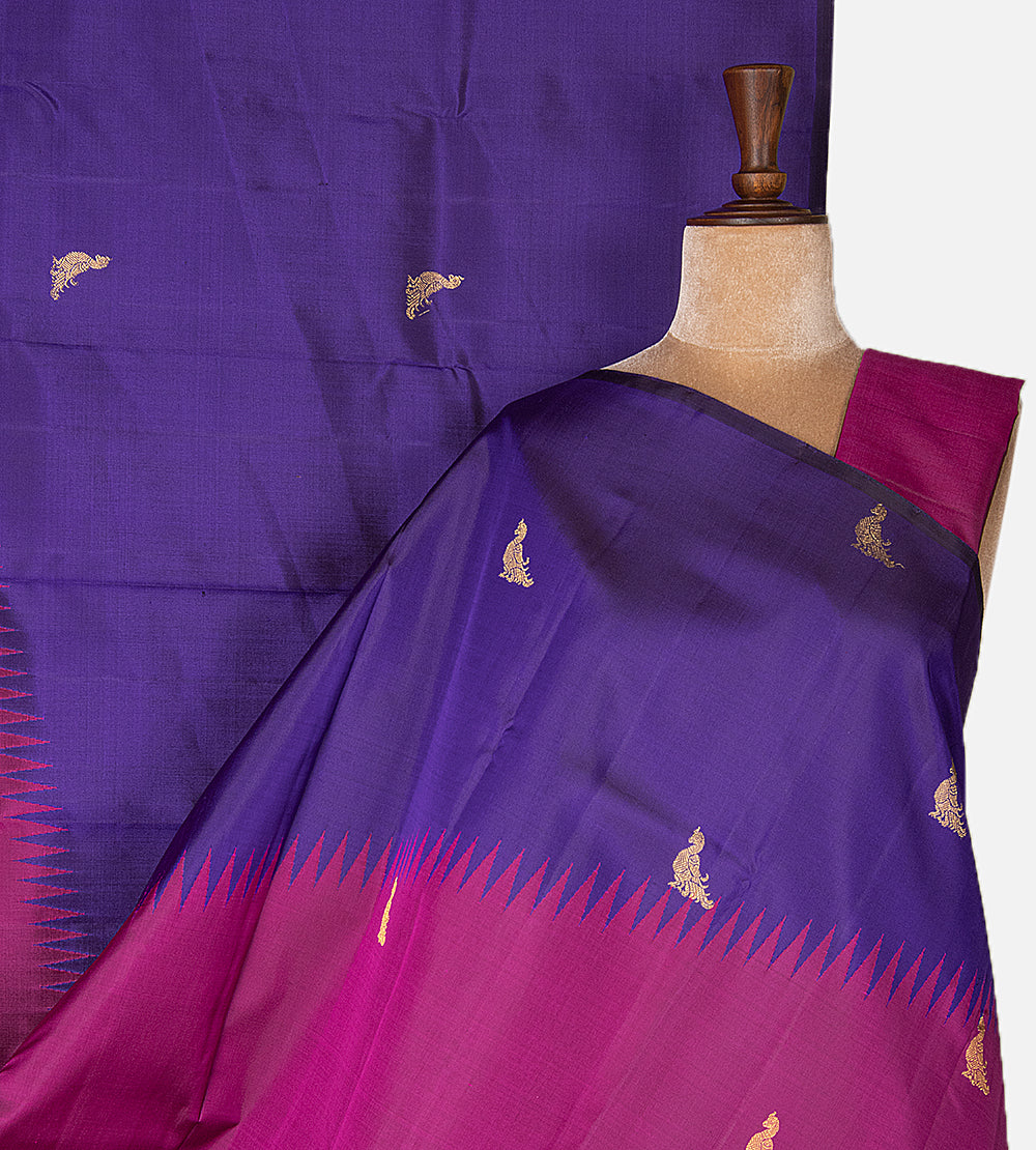 Purple and Pink Kanchipuram Silk Saree