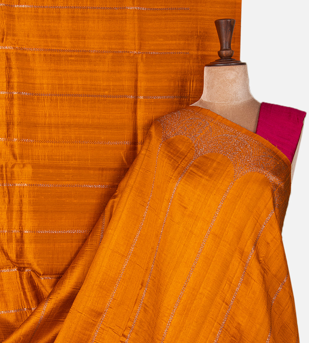 Yellow Banarasi Tussar Saree