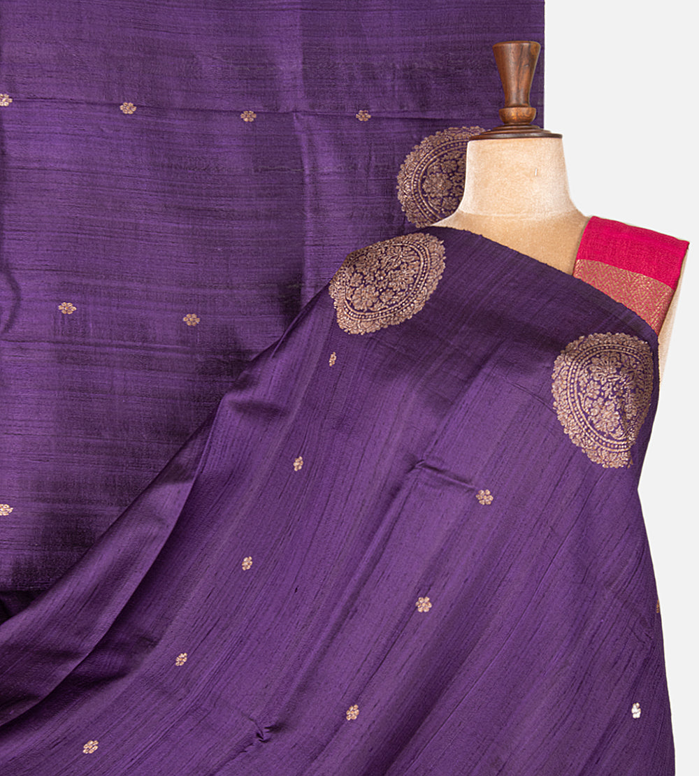 Purple Banarasi Tussar Saree