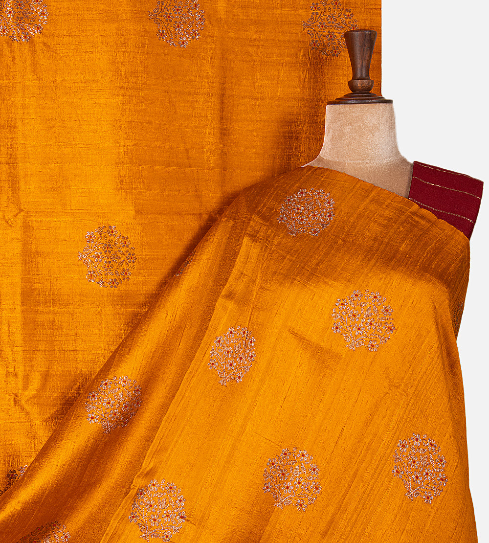 Yellow Banarasi Tussar Saree