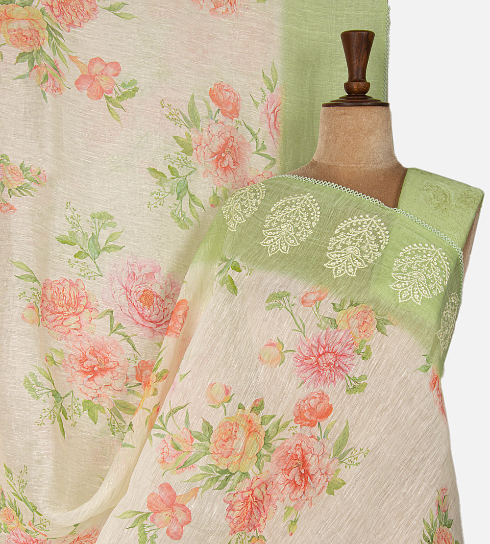 Off-White Linen Saree