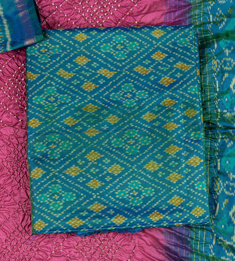 Peacock Blue Patola Silk Salwar