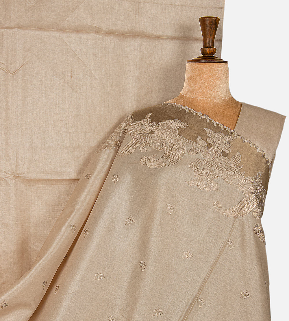 Light Beige Tussar Saree