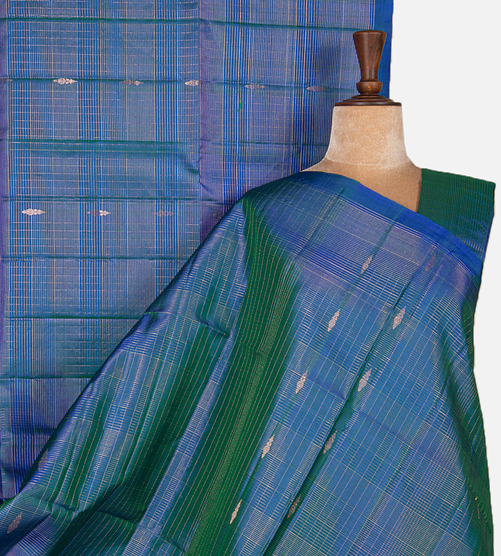 Peacock Blue Soft Silk Saree