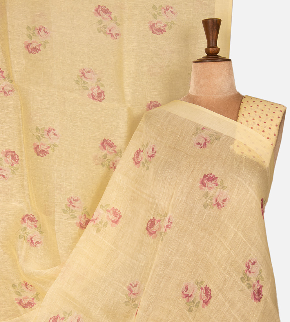 Yellow Linen Saree