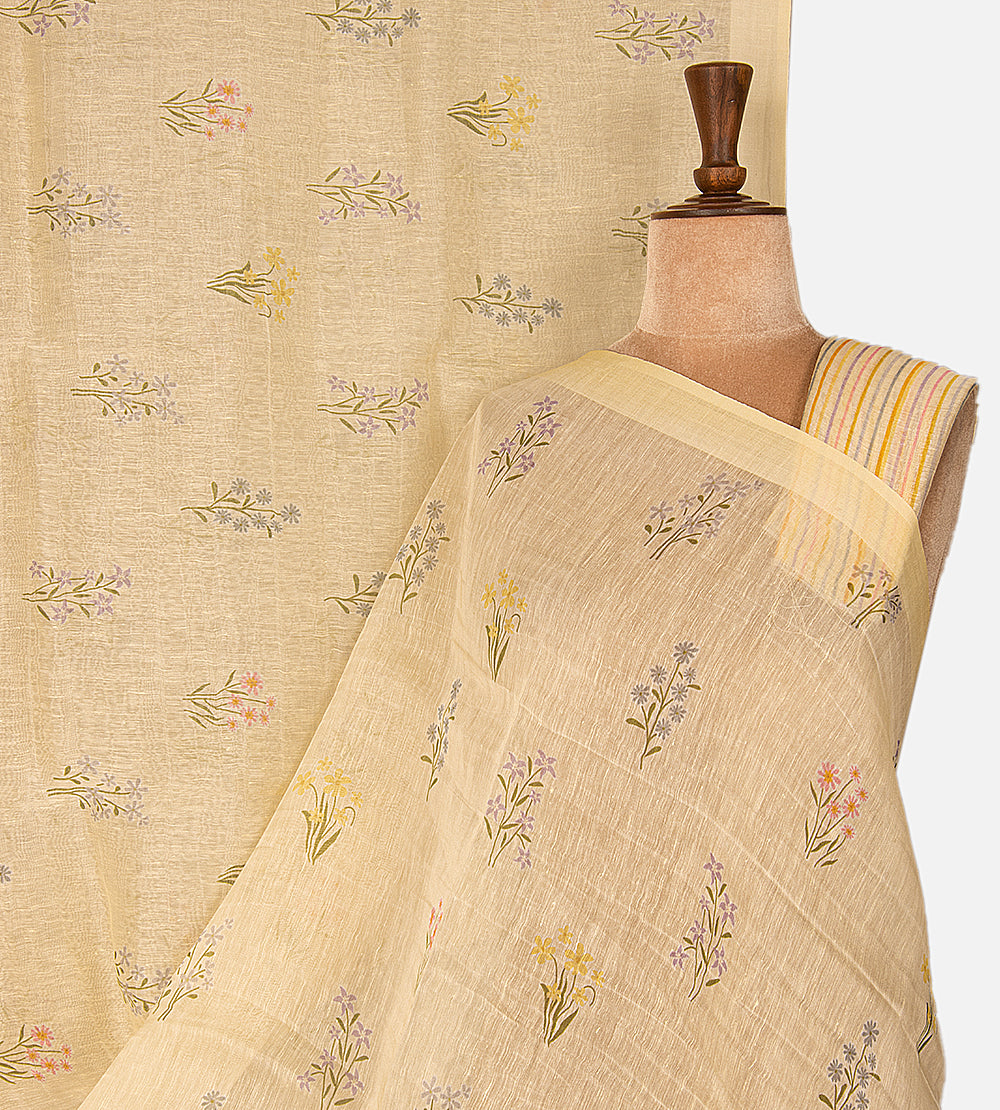 Yellow Linen Saree