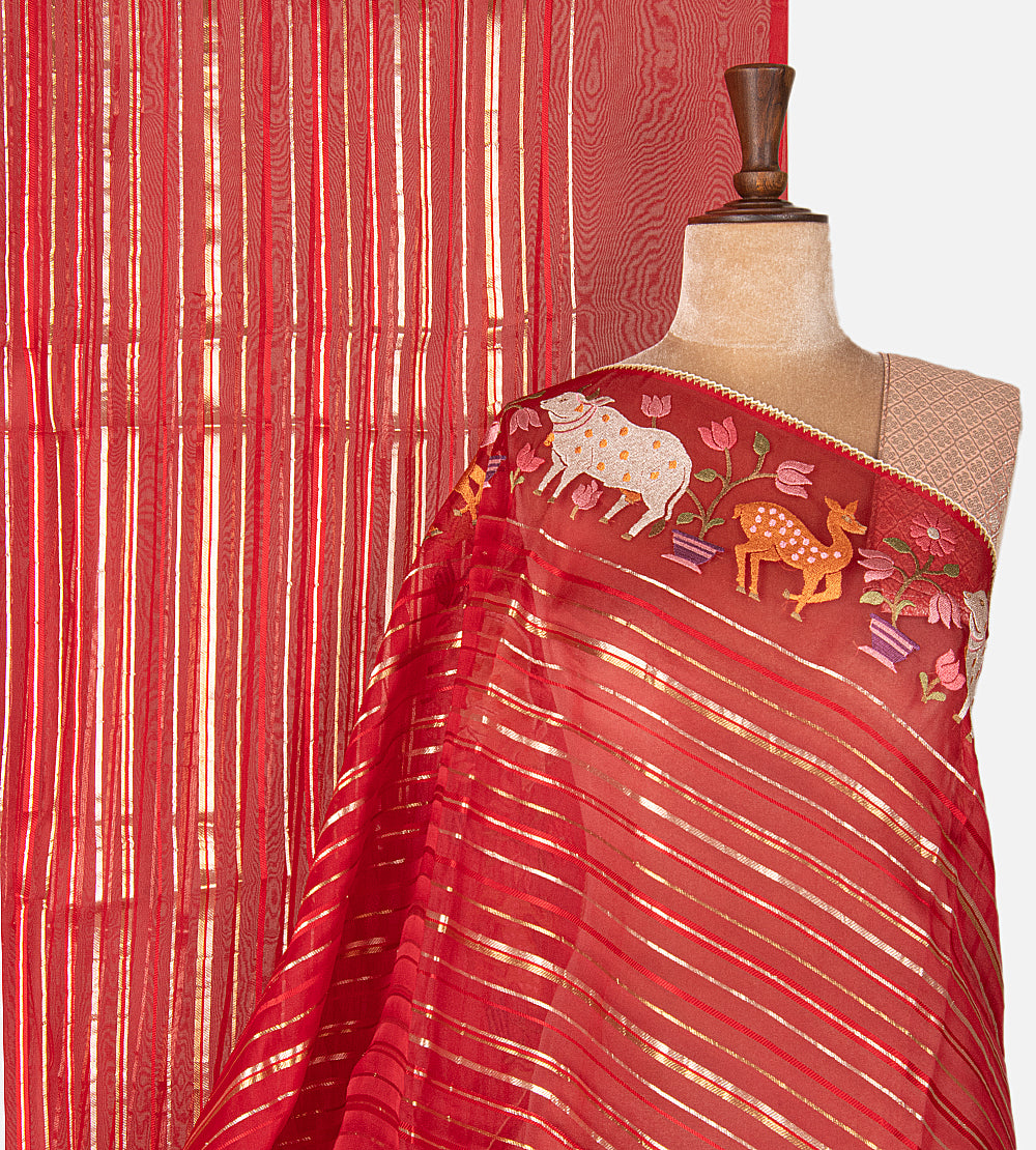Red Organza Saree