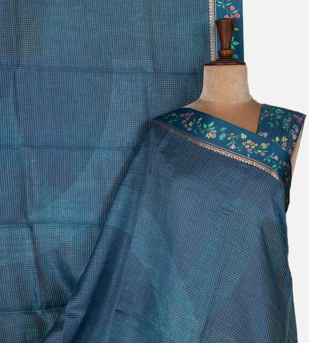 Blue Tussar Kota Saree