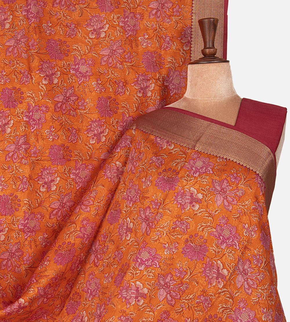 Orange Chaniya Silk Saree