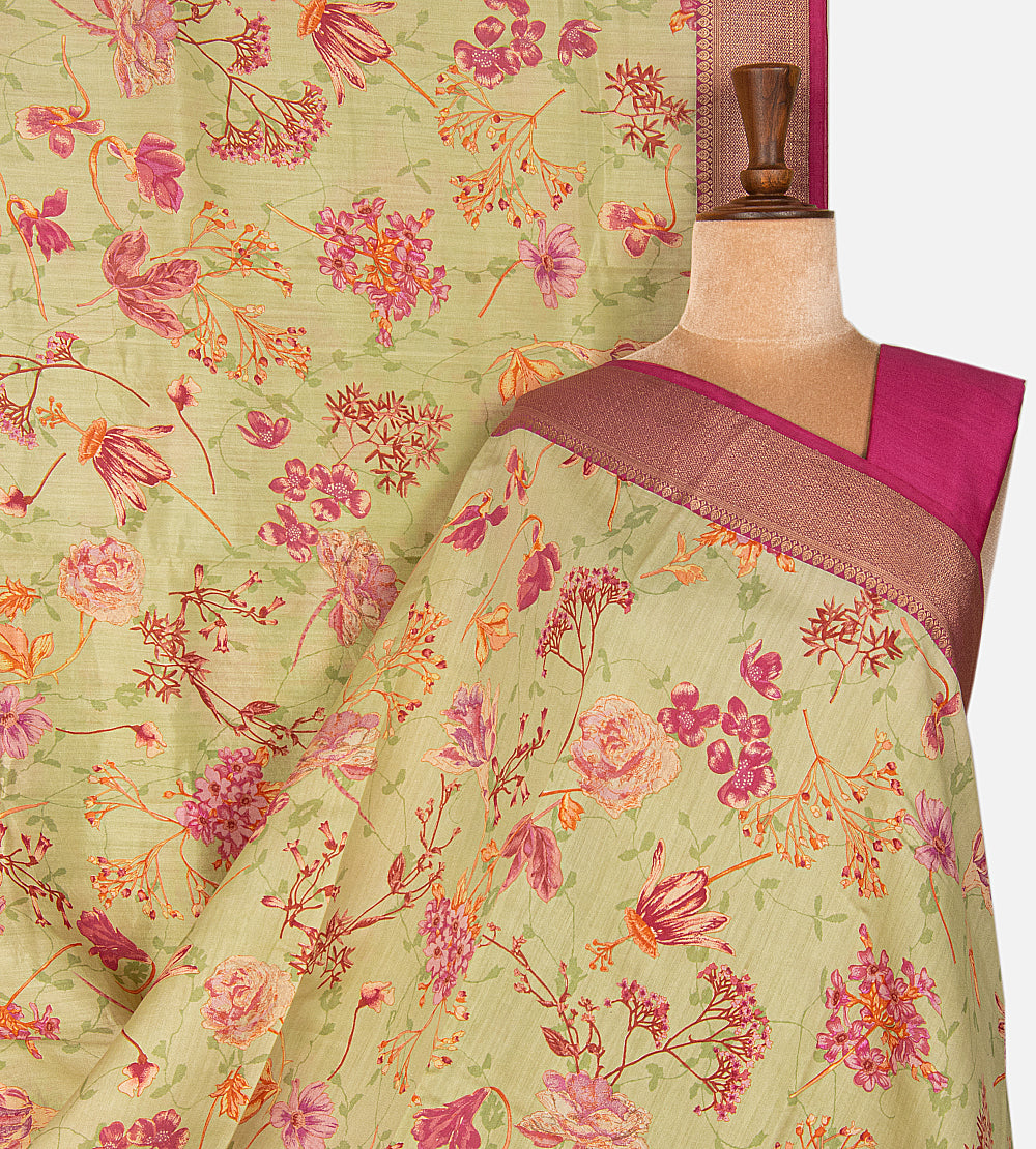 Pastel Green Chaniya Silk Saree