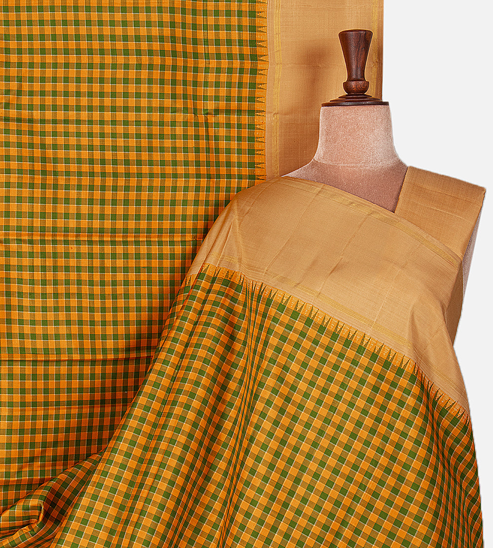 Green and Yellow Kanchipuram Silk Saree