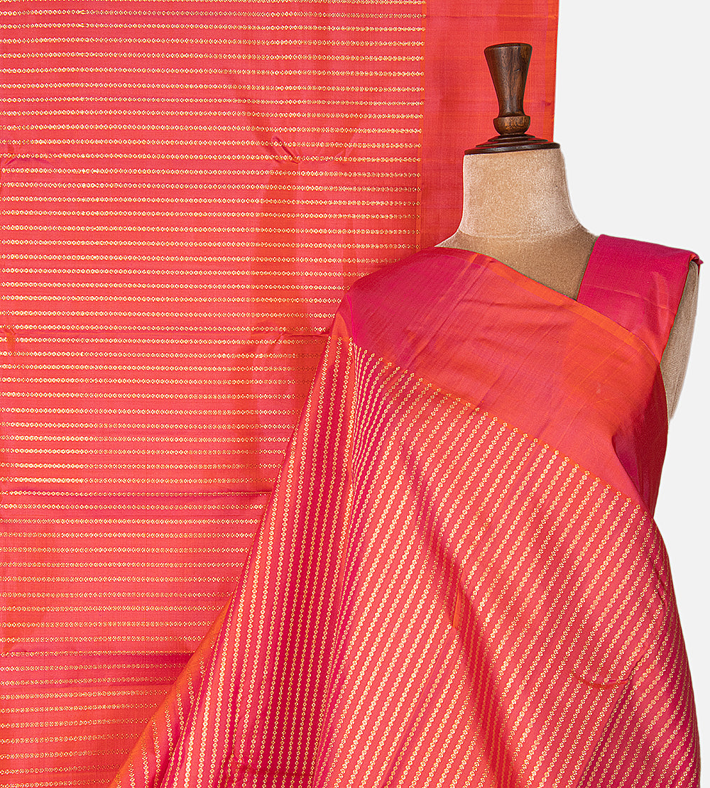 Pinkish Orange Kanchipuram Silk Saree