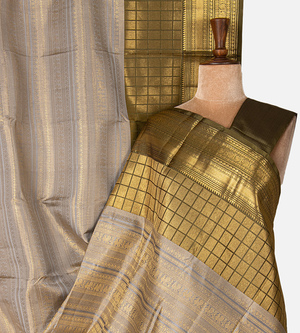 Grey Kanchipuram Silk Saree