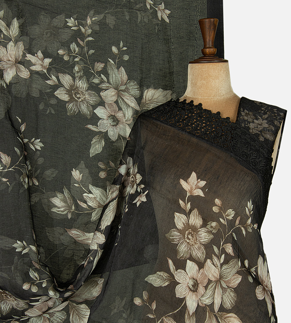 Black Linen Saree