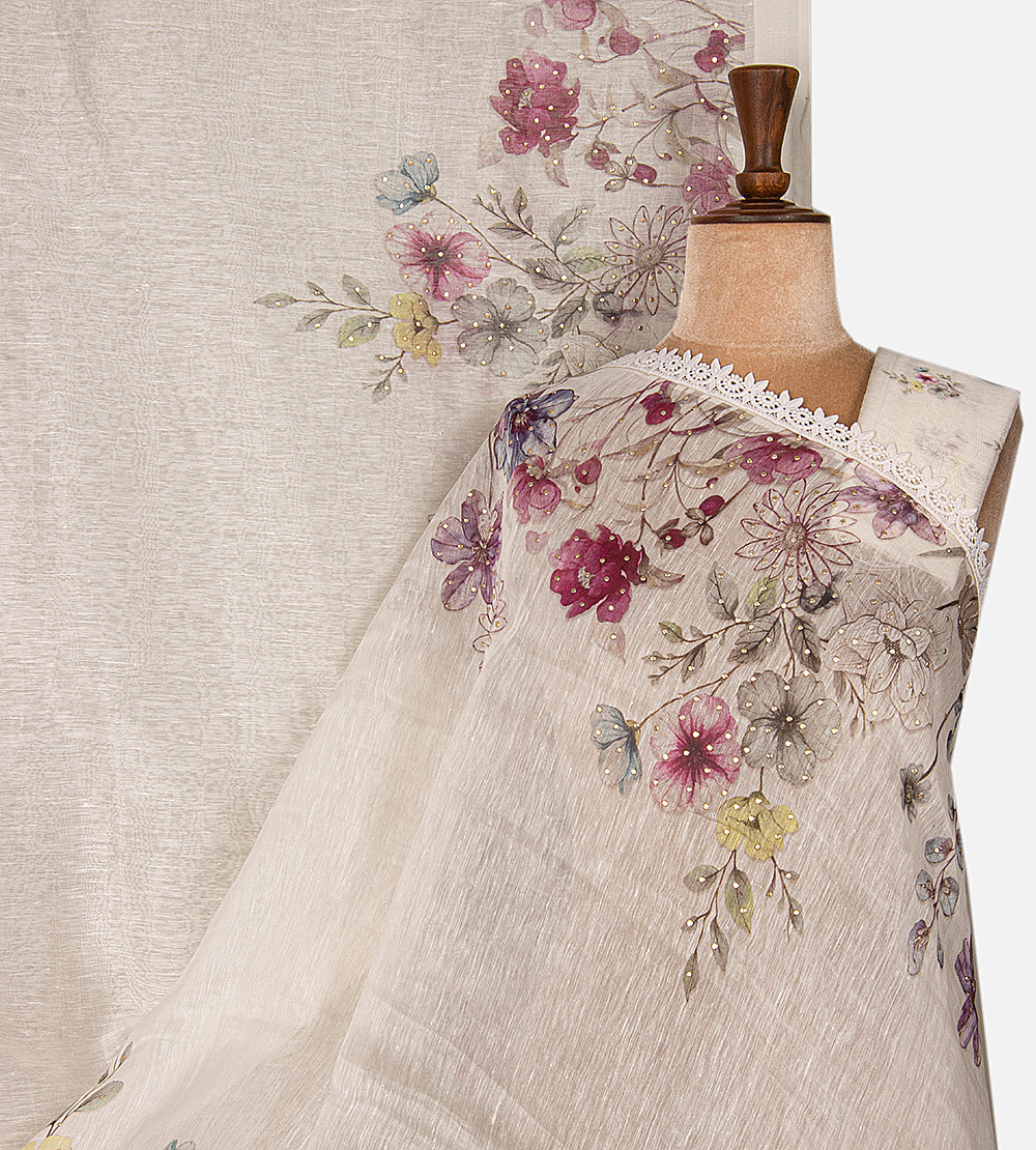 Off-White Linen Saree