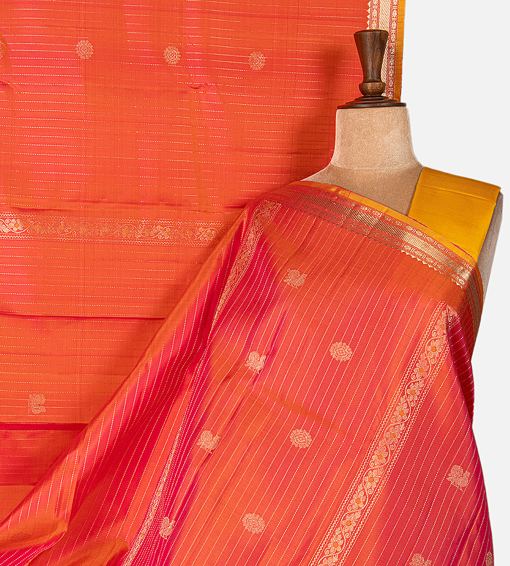 Pinkish Orange Kanchipuram Silk Saree