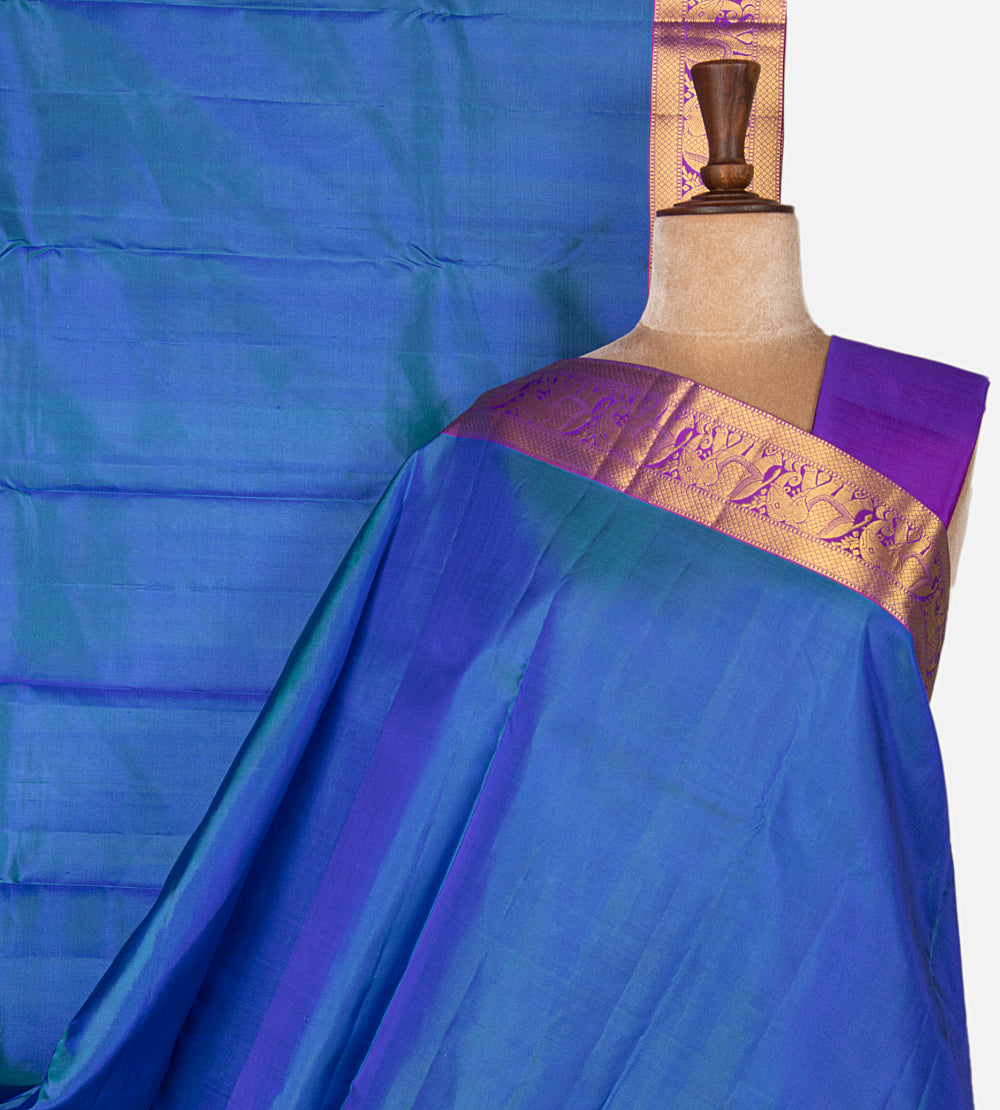 Peacock Blue Soft Silk Saree