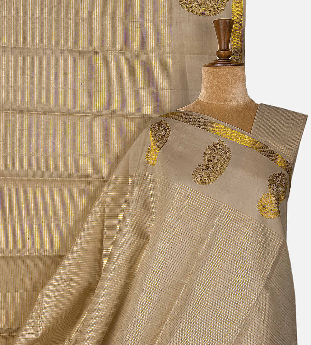 Beige Kanchipuram Silk Saree