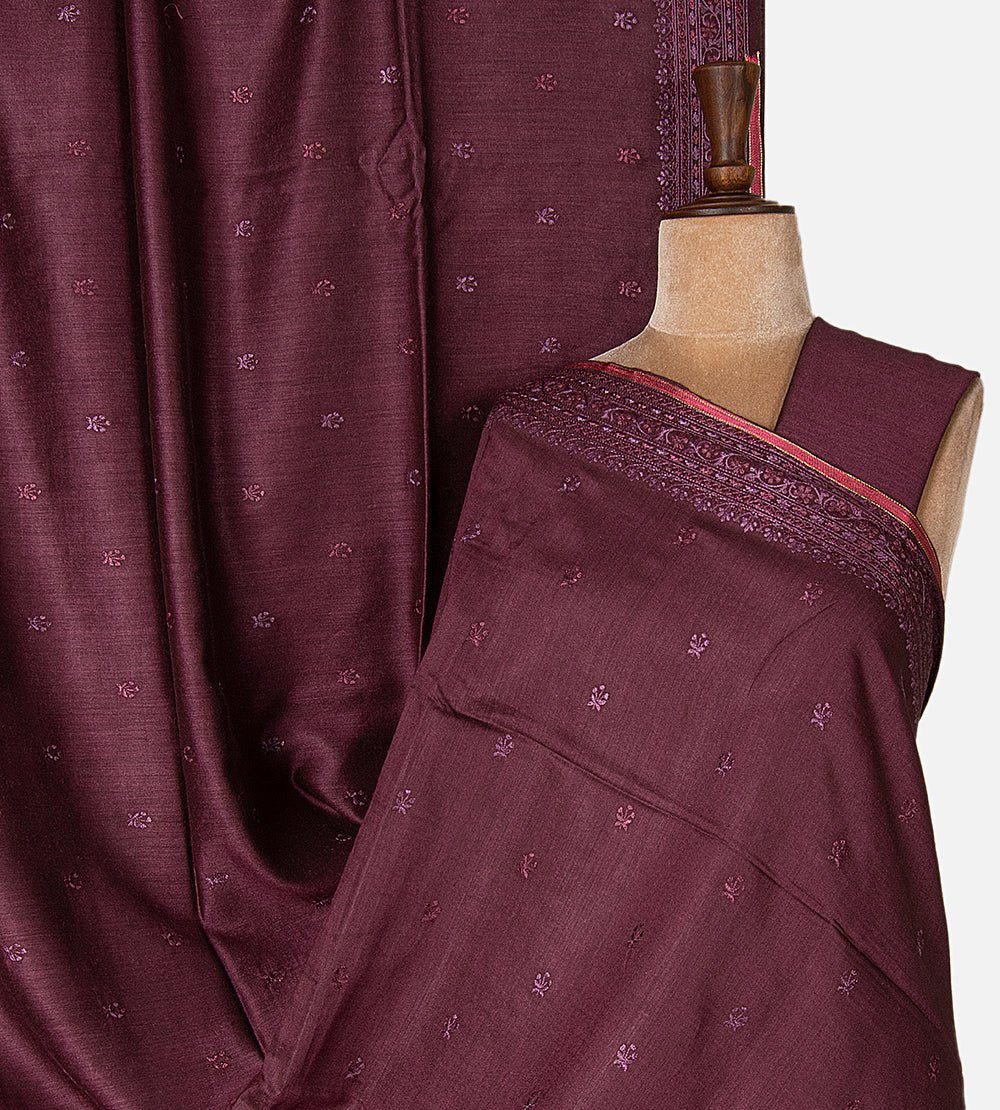 Deep Maroon Tussar Organza Saree