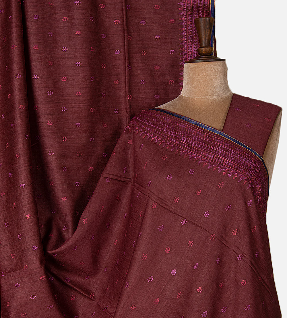 Maroon Tussar Organza Saree