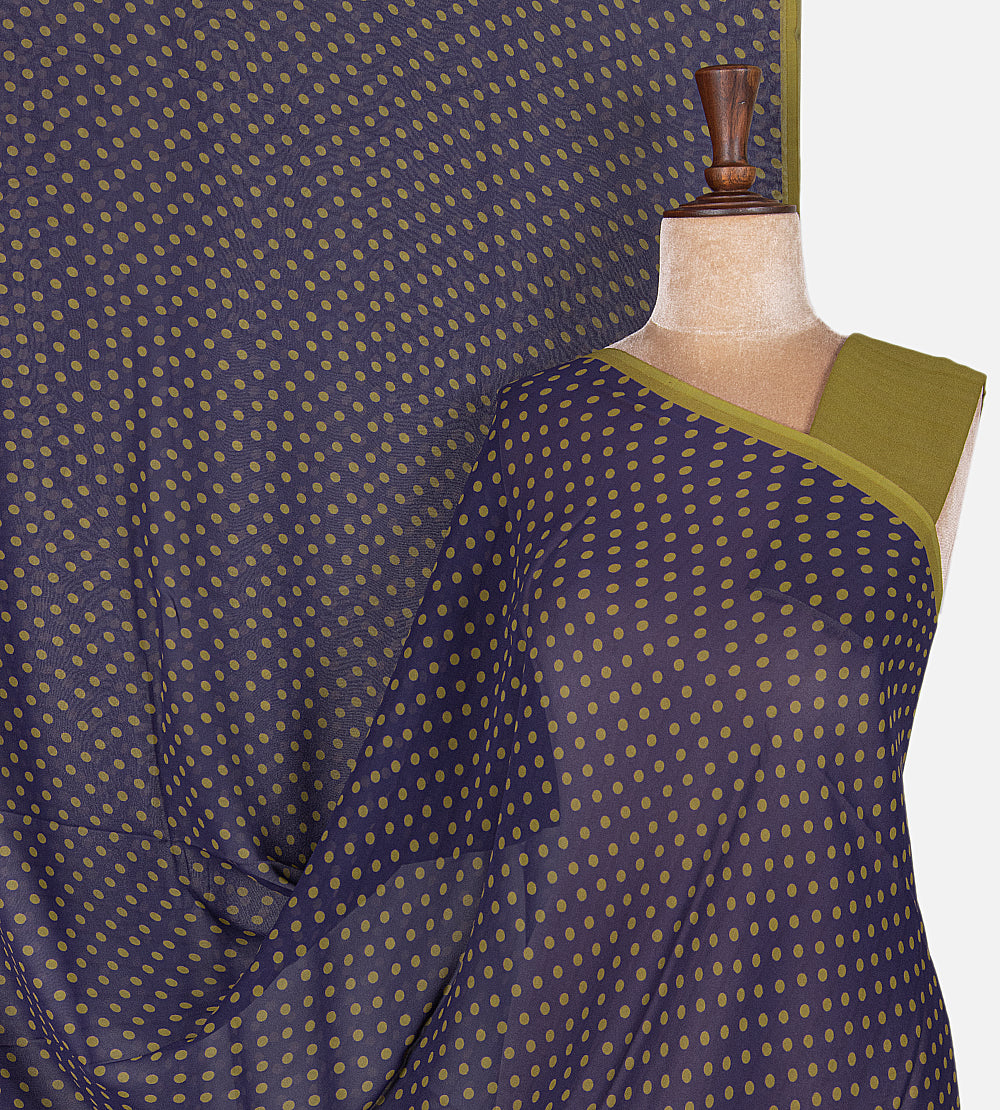 Blue Printed Crepe Saree