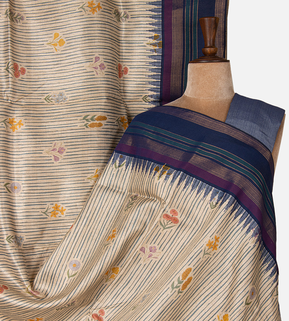 Off-White Tussar Saree