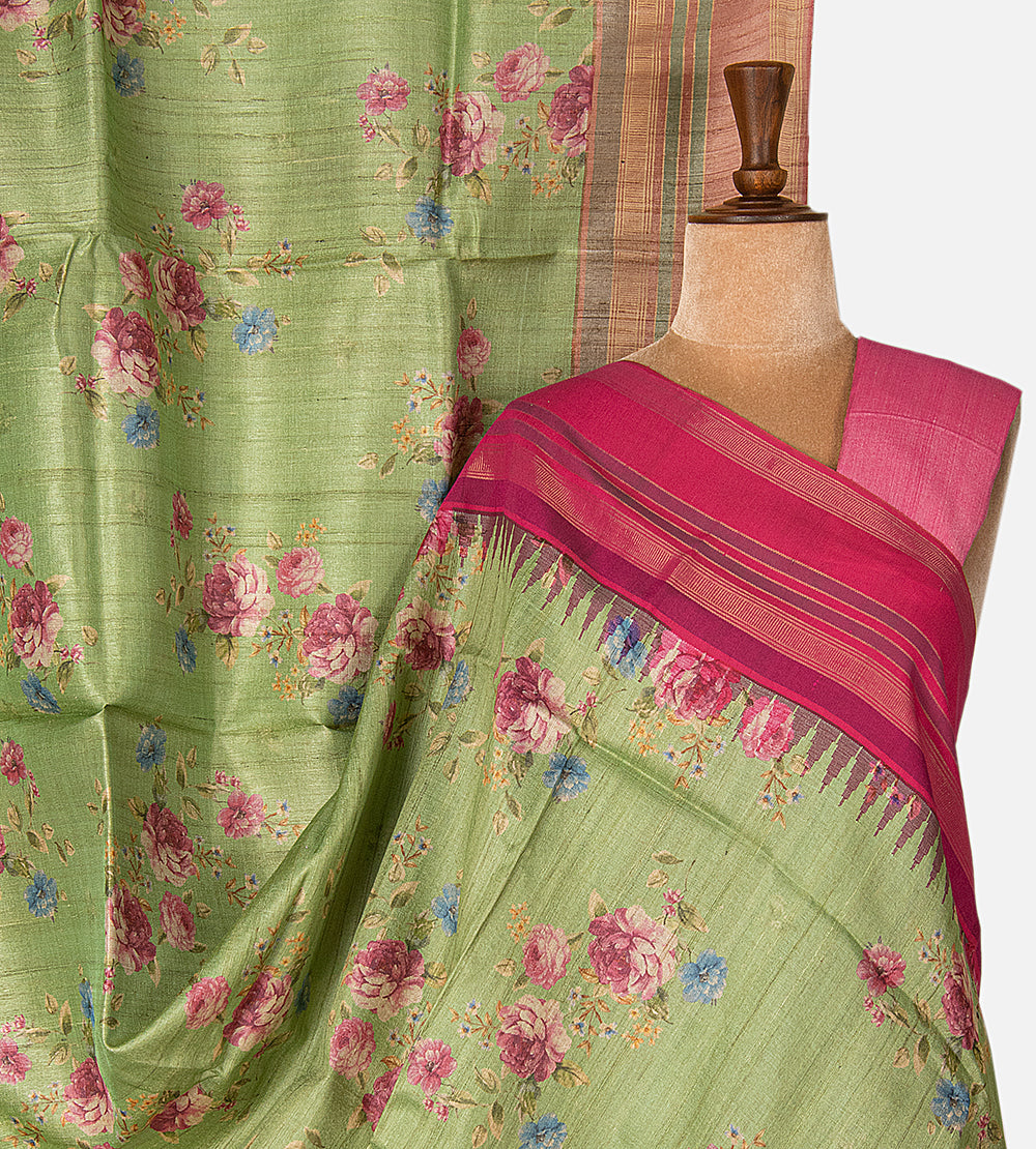 Green Tussar Saree