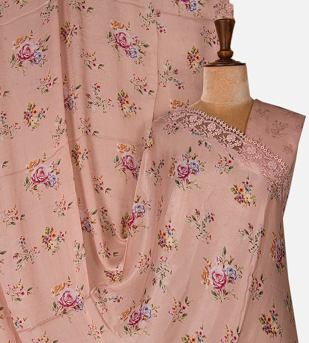 Light Peach Chiffon Saree