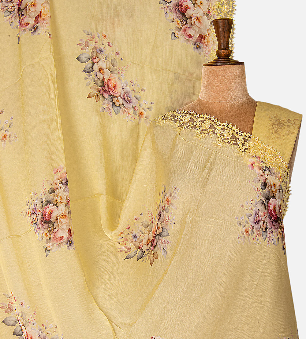 Yellow Chiffon Saree