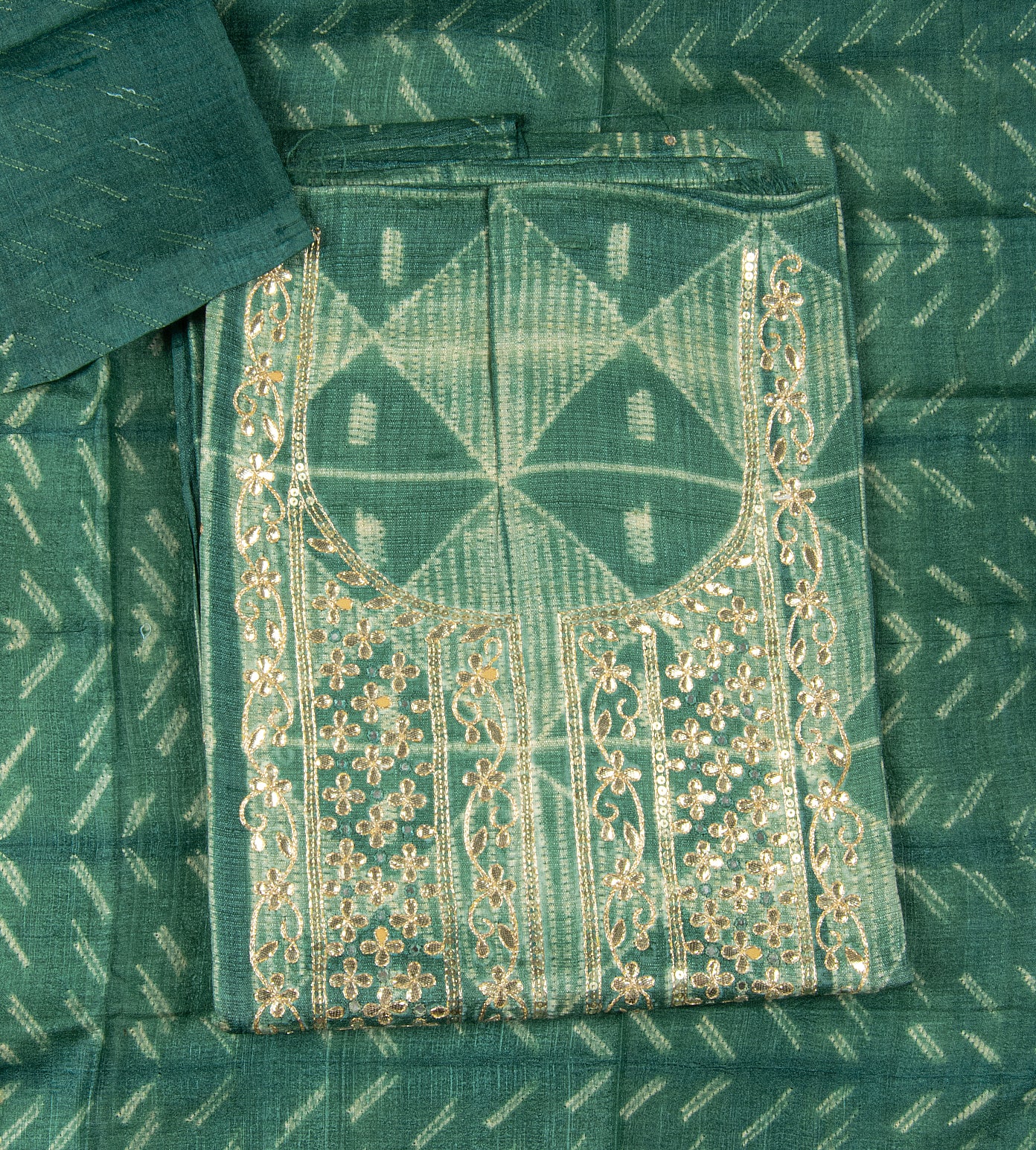 Green Shibori Tussar Salwar