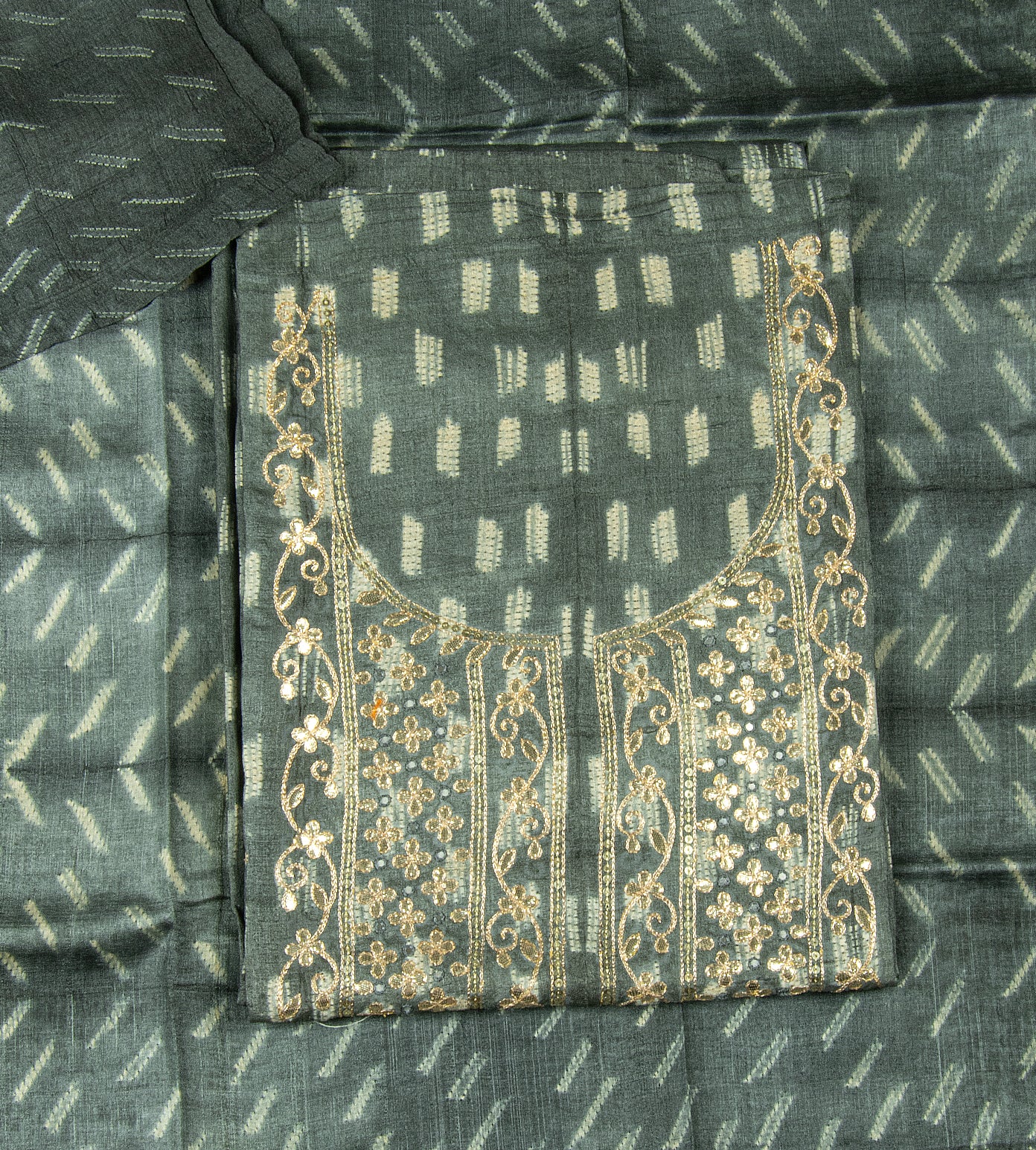 Grey Shibori Tussar salwar