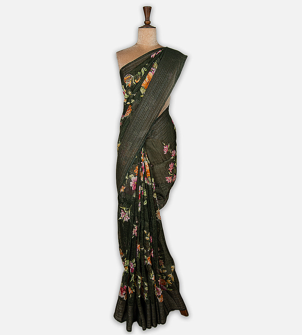 Green Linen Saree