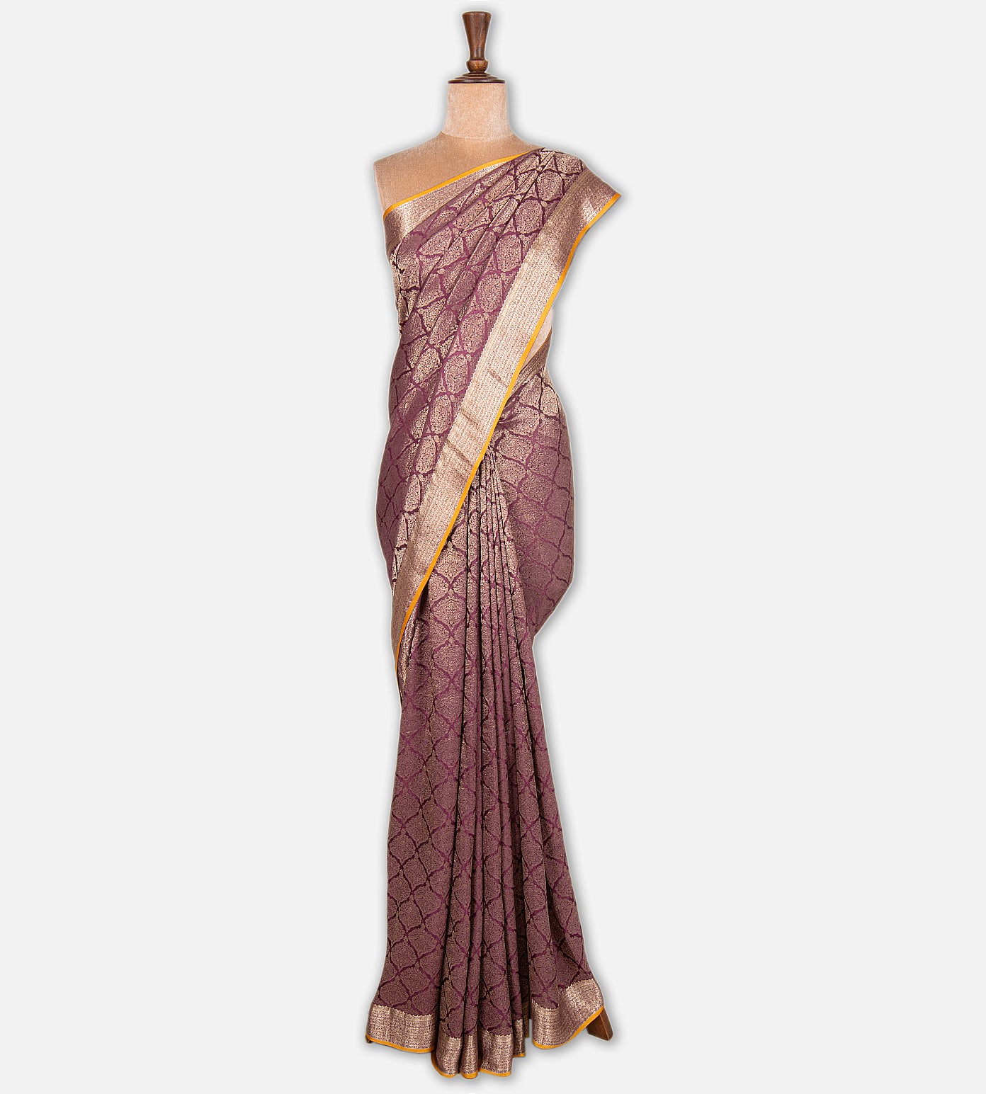 Deep Pink Banarasi Crepe Saree