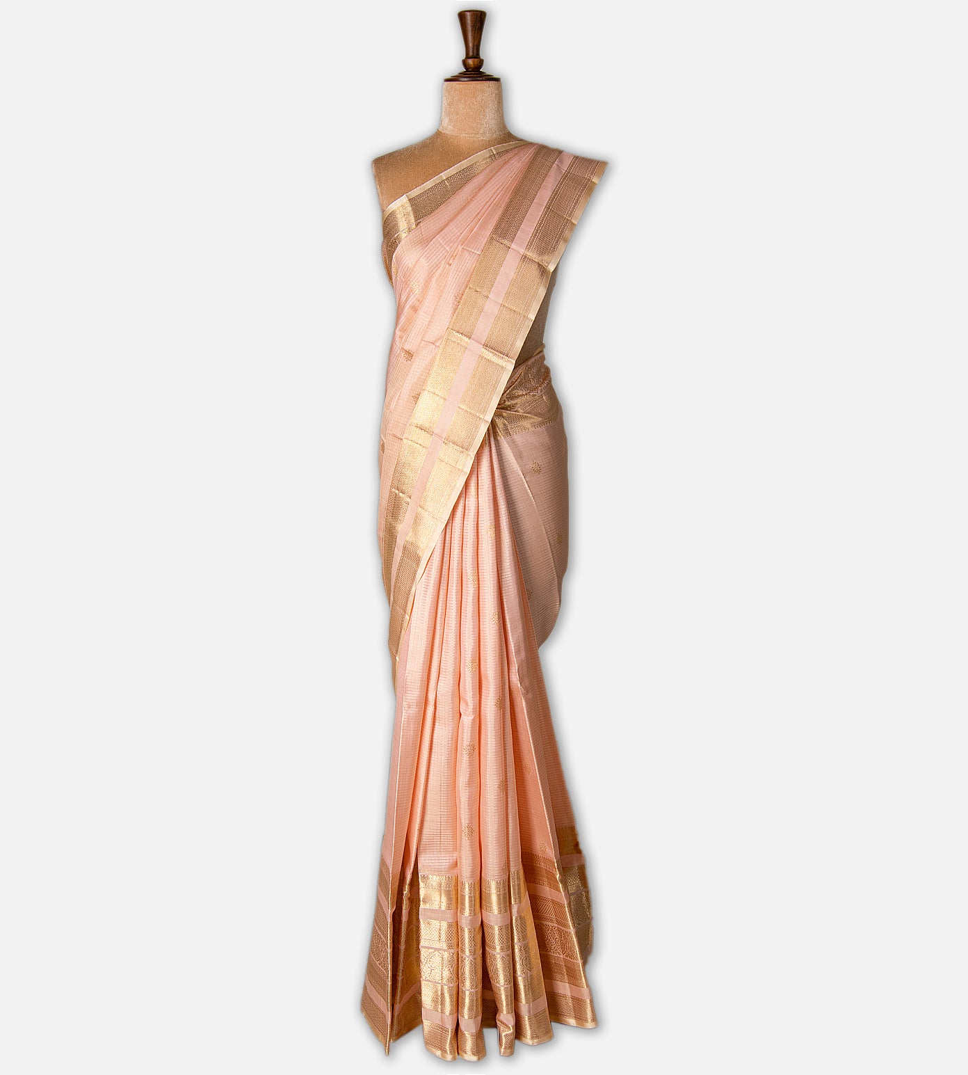 Light Peach Kanchipuram Silk Saree