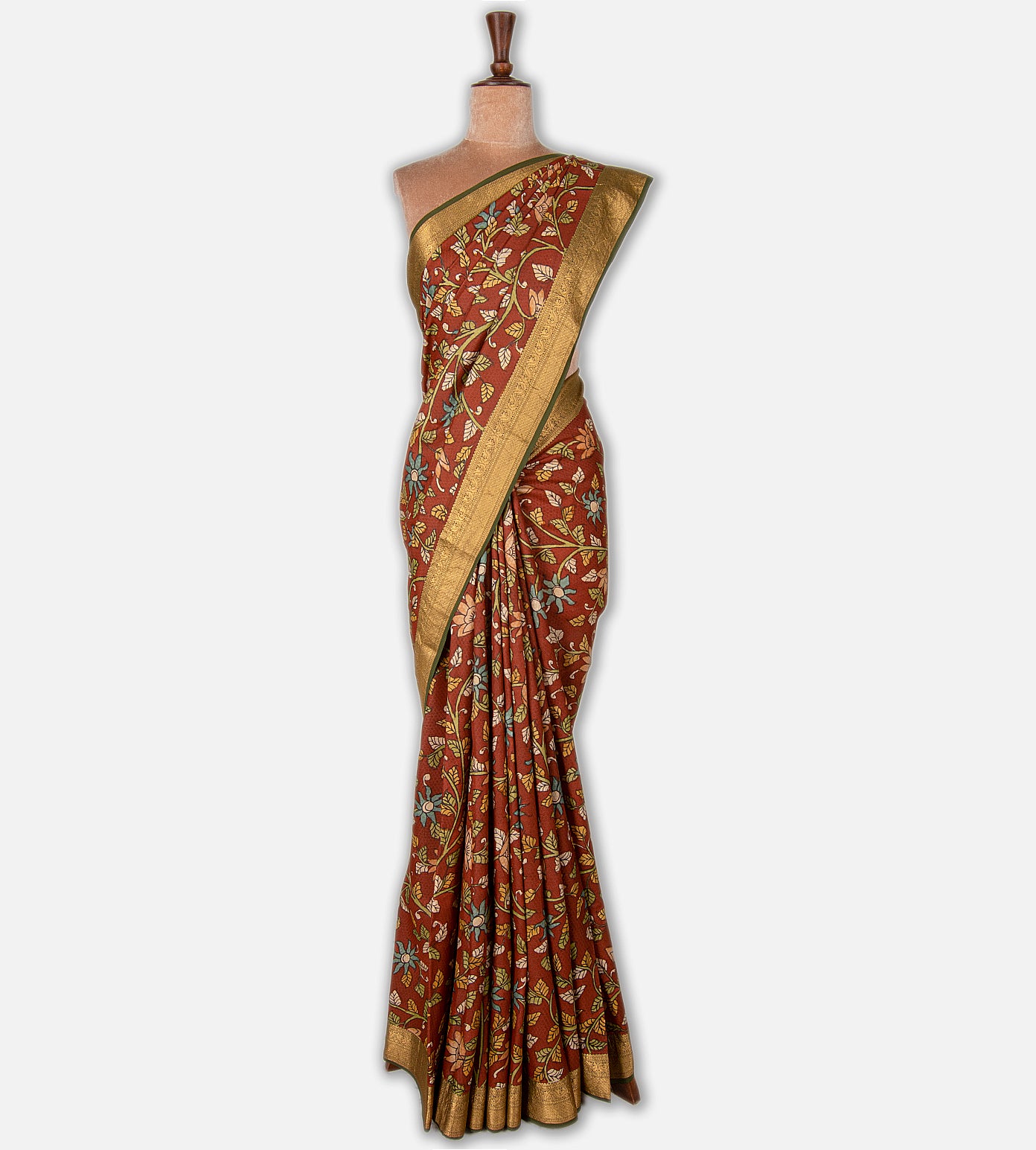 Maroon Soft Silk with  Kalamkari Saree