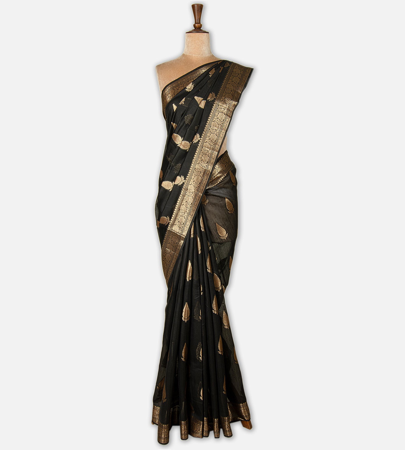 Black Chanderi Cotton Saree