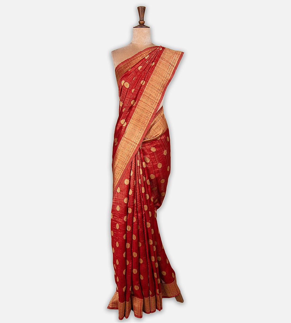 Red Banarasi Tussar Saree