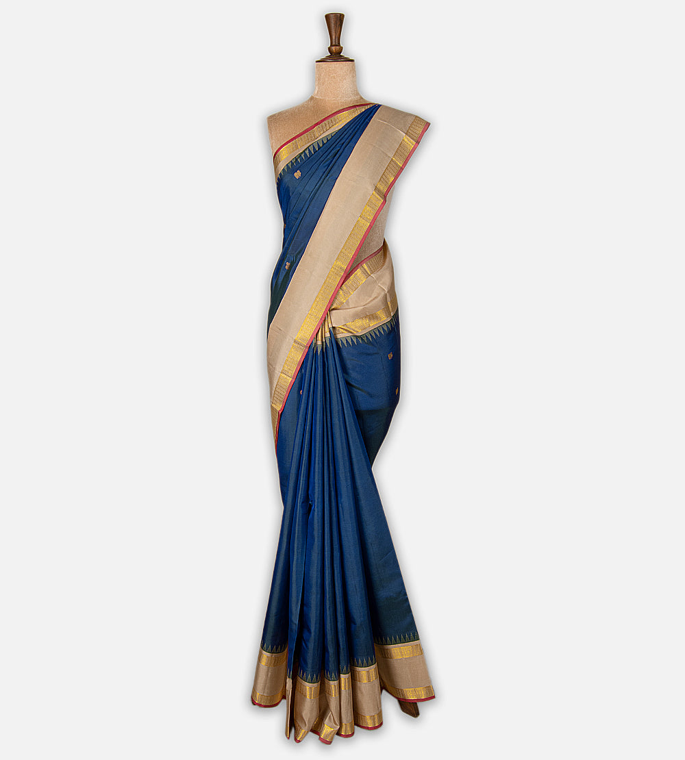 Peacock Blue Kanchipuram Silk Saree