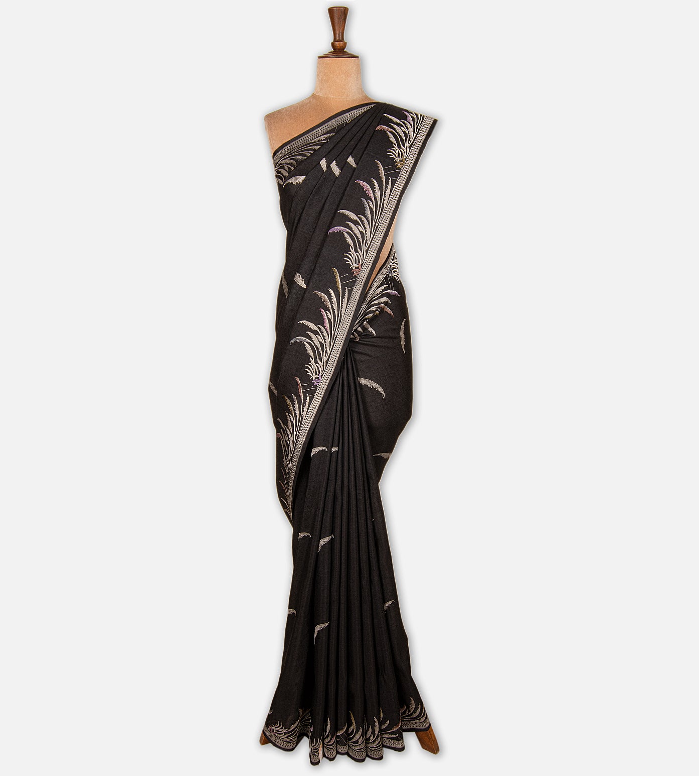 Black Tussar Georgette Saree