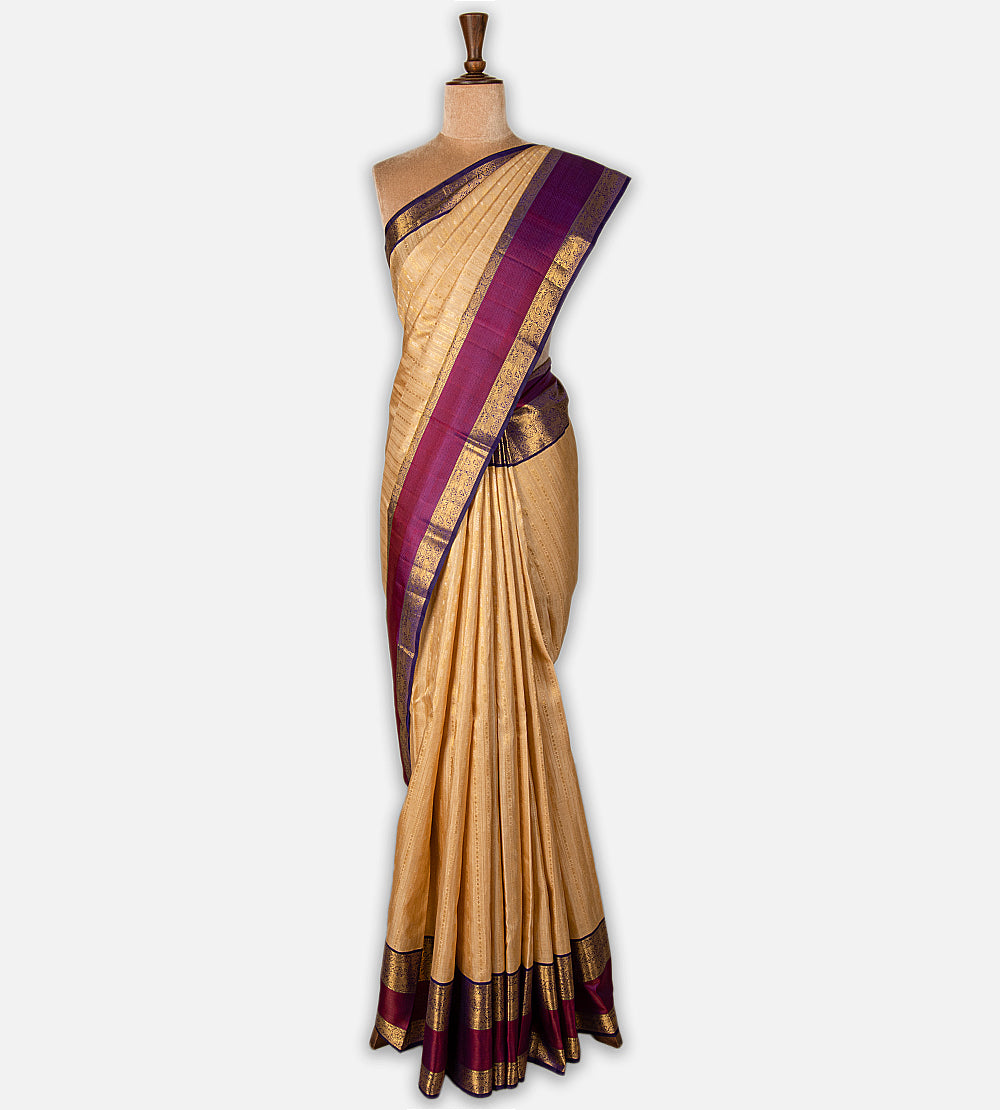 Beige Kanchipuram Silk Saree