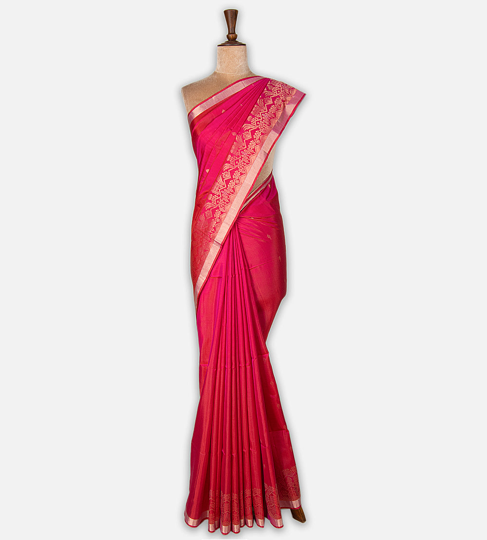 Reddish Pink Soft Silk Saree