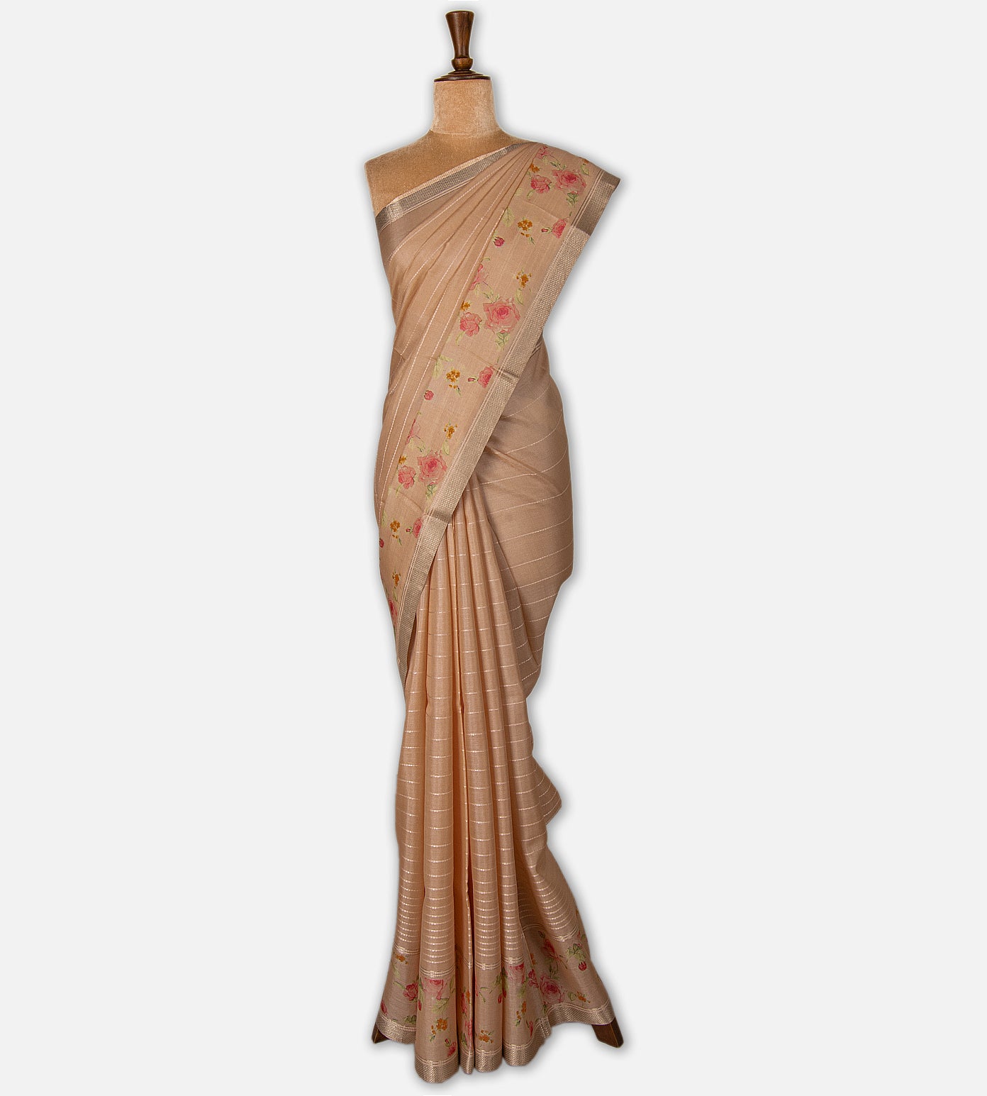 Peach Tussar Saree