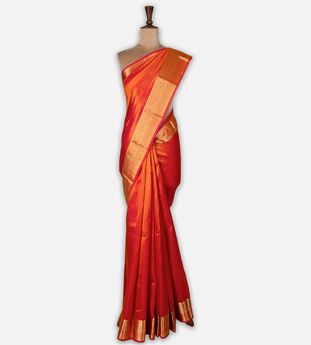 Pinkish Orange Soft Silk Saree
