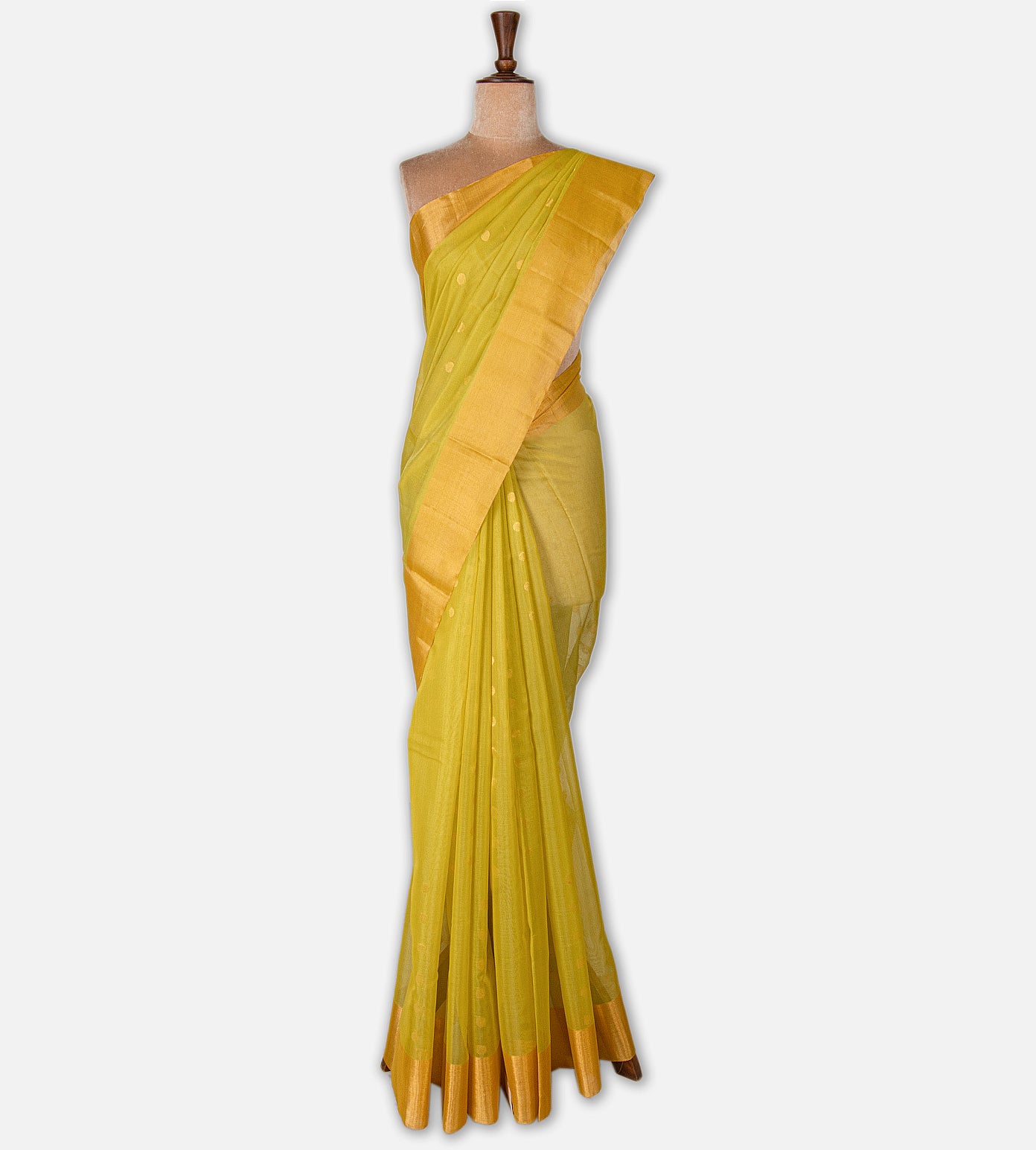 Yellow Cotton Silk Saree