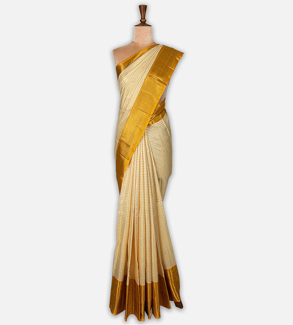 Light Beige Kanchipuram Silk Saree