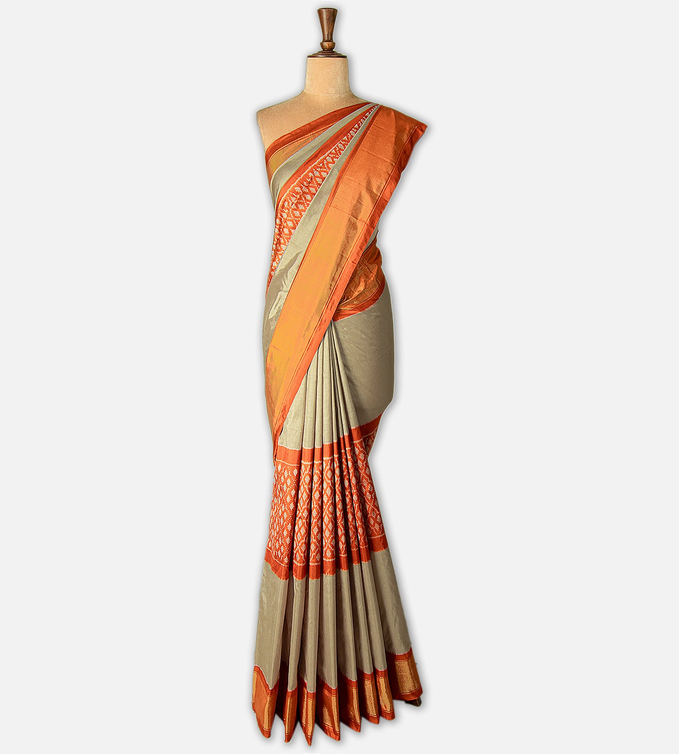 Beige Ikkat Silk Saree