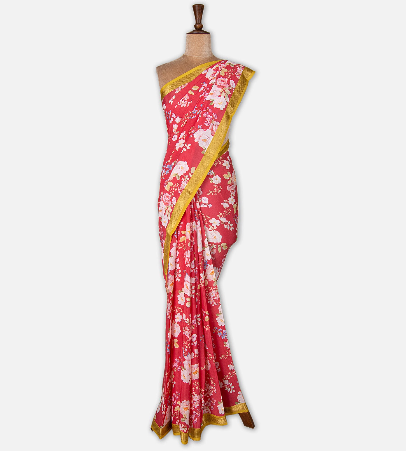 Pink Printed Crepe Saree