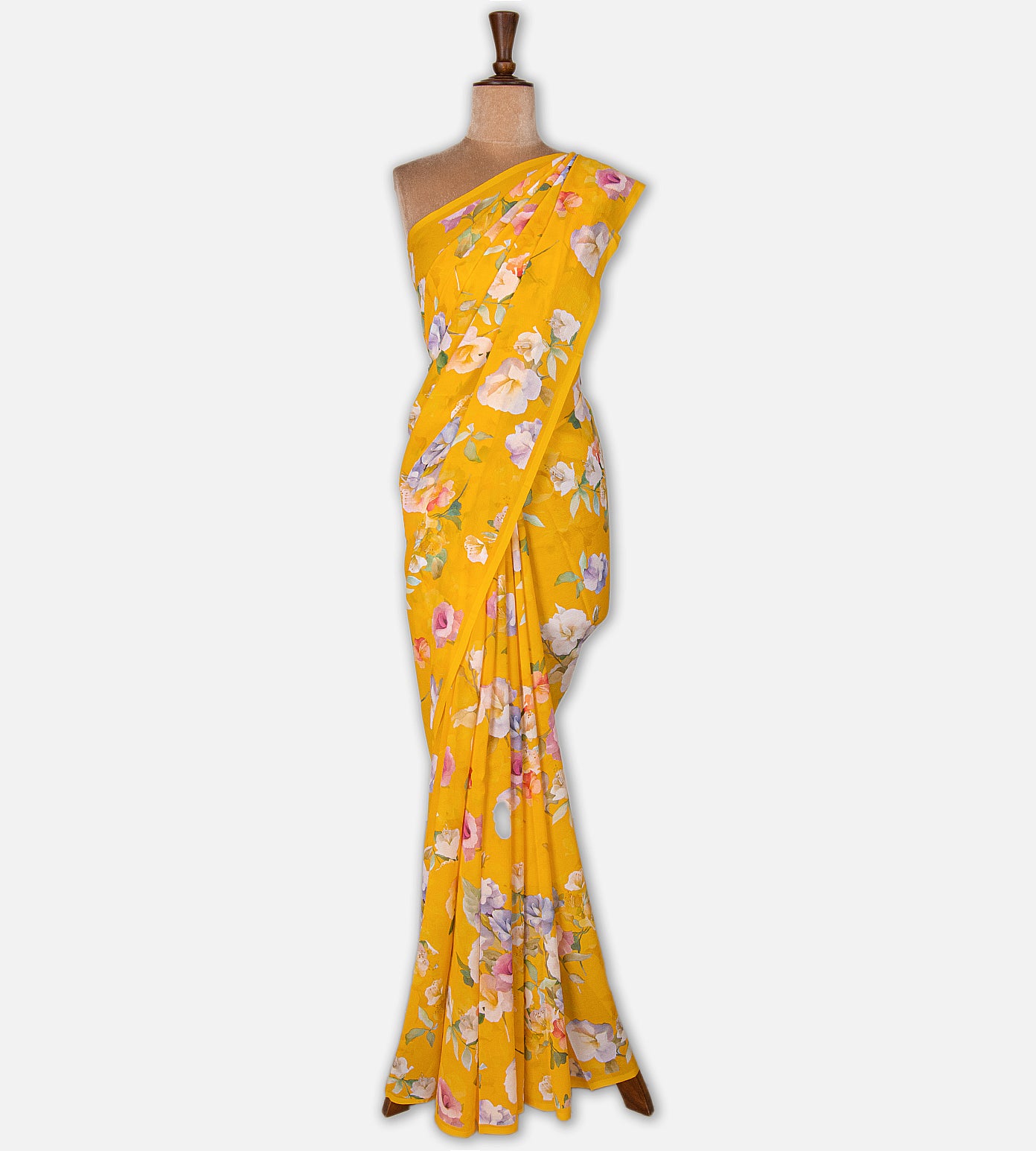 Yellow Chiffon Saree