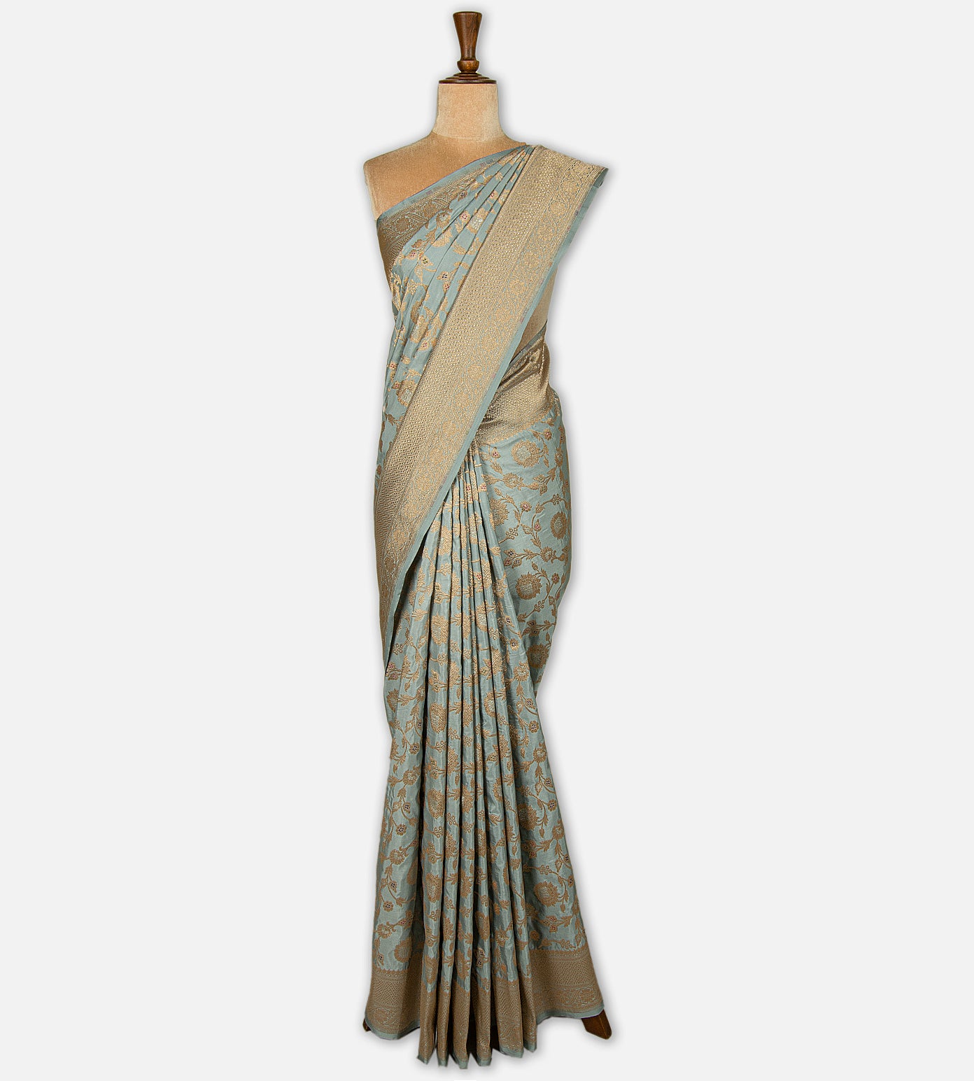 Powder Blue Banarasi Silk Saree