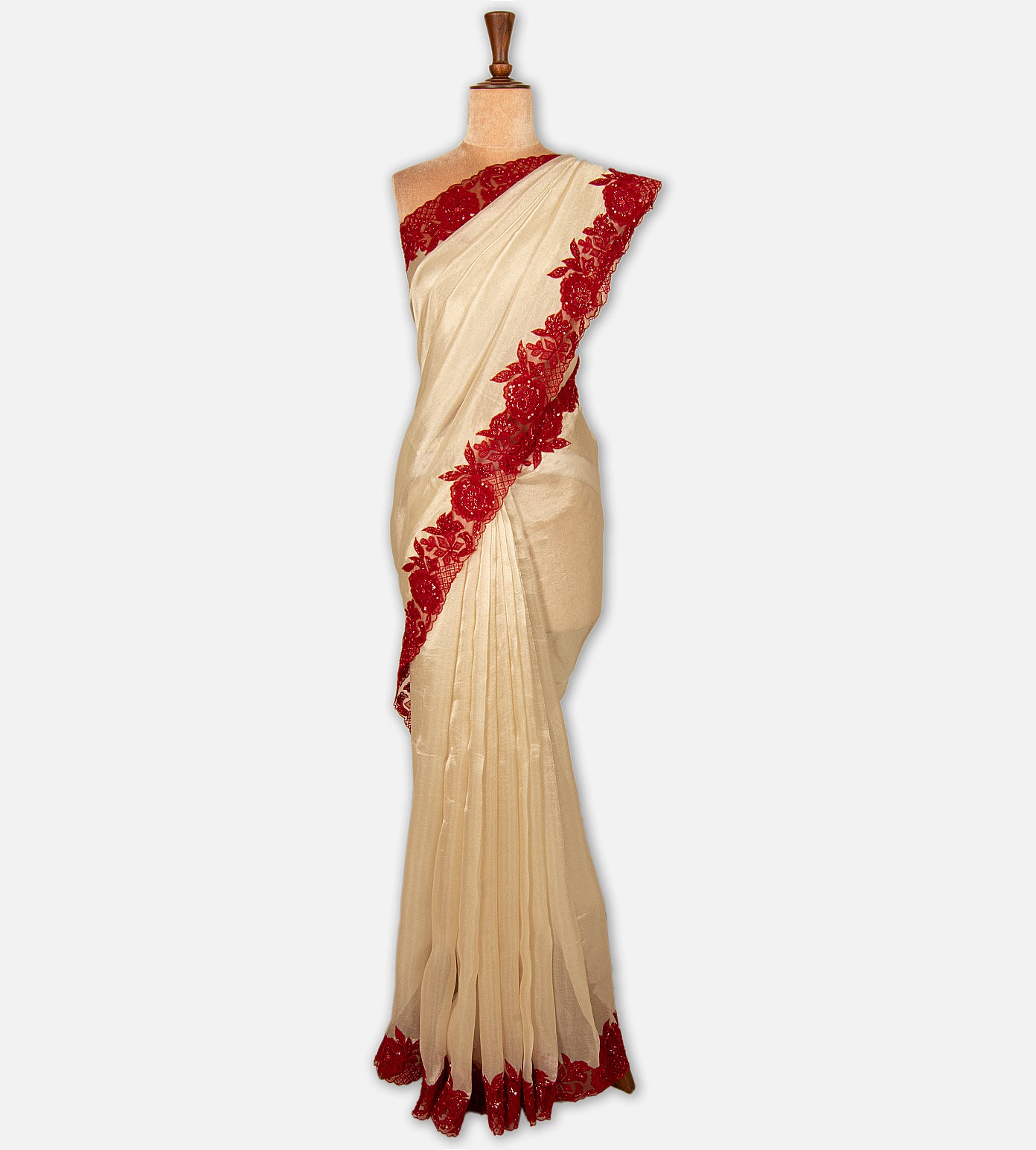 Creme Tissue Organza Saree